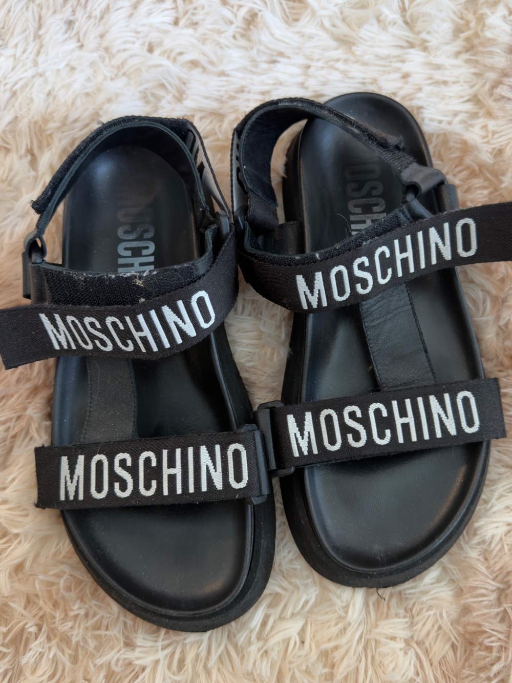 MOSCHINO ' Black Logo Strap Sandals